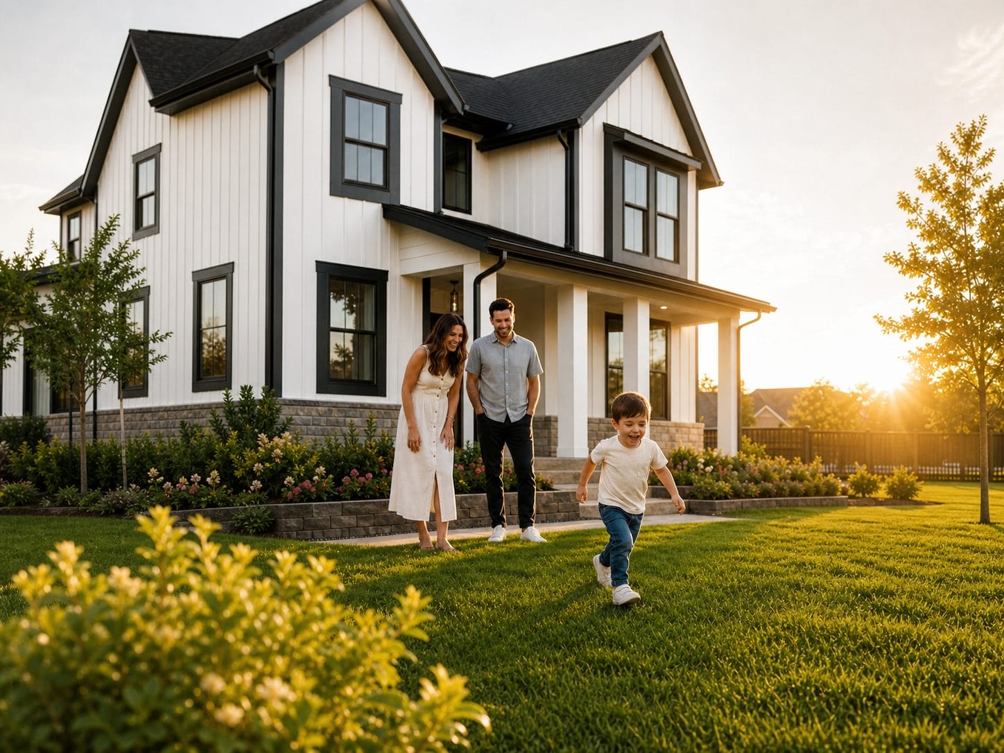 Family Enjoying Their Front Porch